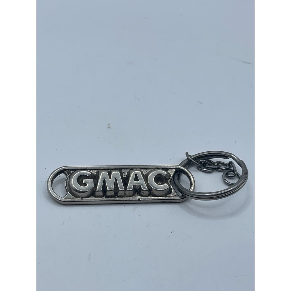 Vintage GM Keychain‎ GMAC Silver Double Ring Metal Fob General Motors MINT Vtg